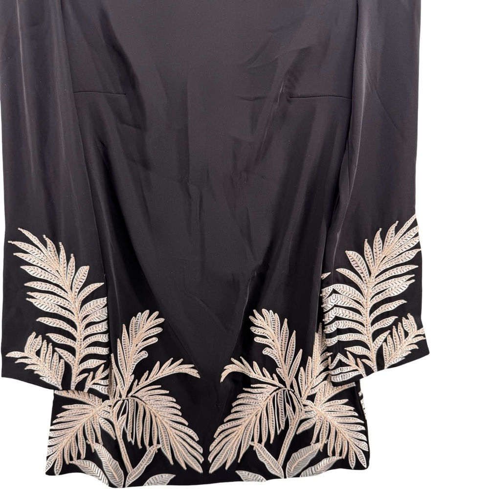 GUESS Eco Angele Foliage Mini Dress Black Embroidered Bell Sleeve Size L - Picture 14 of 15